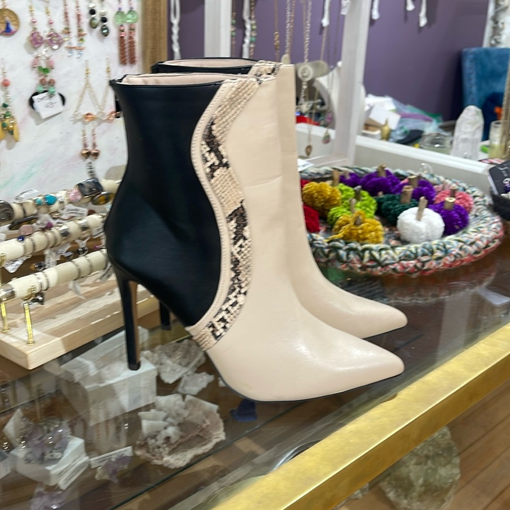 Snakeskin Accent Boots